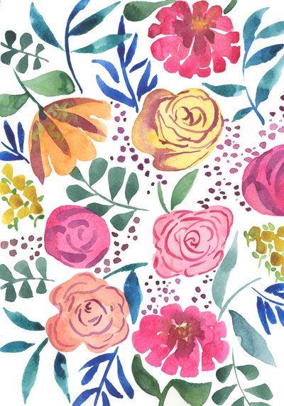 Rozenmedley, 2018 (aquarel) door Elizabeth Rider