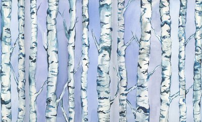 Silverbirch Forest, 2018 (aquarel en acryl) door Elizabeth Rider