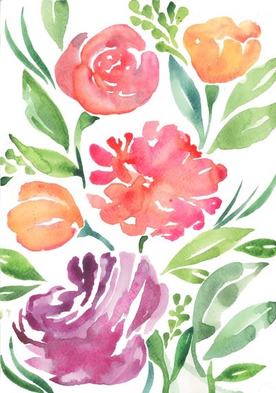 Wilde bloemen, 2018 (aquarel) door Elizabeth Rider