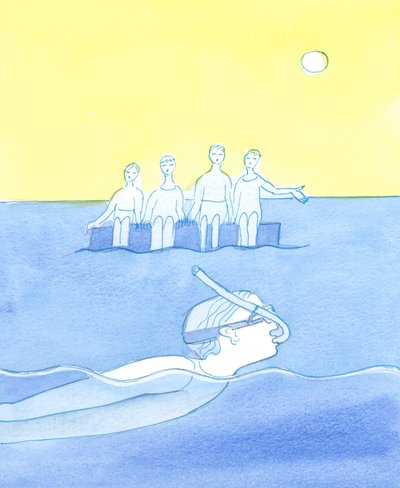 Een persoon die te veel bezig is met zijn eigen belangen - zelfs goede dingen - en niet luistert naar degenen die zijn liefde en loyaliteit verdienen, is als een zwemmer met een snorkel die ervoor kiest zichzelf af te sluiten door Elizabeth Wang