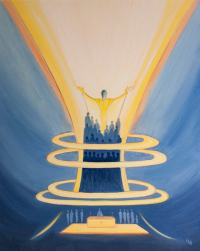 Tijdens de Mis bindt de Heilige Geest ons samen met Christus als koren gebonden in een enkele schoof door Elizabeth Wang