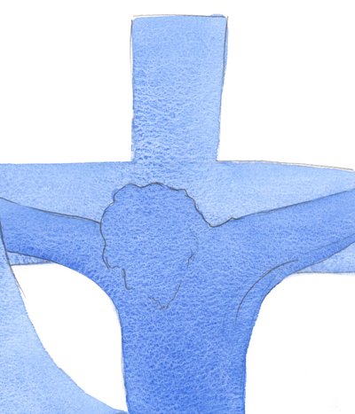 Christus hangt aan het kruis, in pijn door Elizabeth Wang
