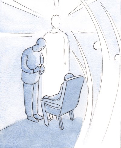 Christus laat ons niet alleen in onze ziekte en problemen, maar komt naar ons toe in Zijn sacrament, vergezeld door Engelen. door Elizabeth Wang