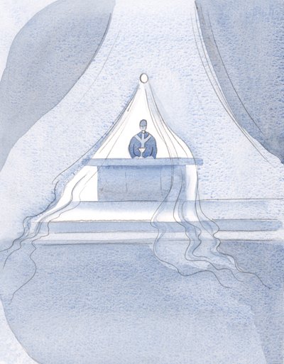 Christus trekt naar de hemel - alsof gewikkeld in een fijne doek - degenen die het Goddelijke Voedsel bij dit feest hebben gegeten. door Elizabeth Wang