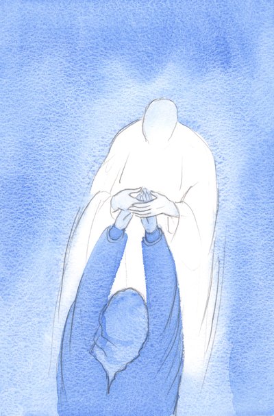 Christus nam mijn handen tijdens de Heilige Communie en zei: wees zelfverzekerd, wend je tot mij in alles, met elke vreugde, probleem of vraag door Elizabeth Wang