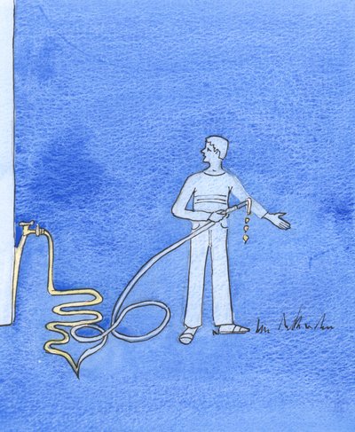 Gods genaden stromen over ons uit, net zo zeker als water uit een tuinslang in de zomer door Elizabeth Wang