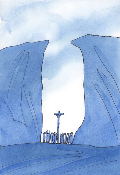 Hoe klein, geïsoleerd of vervolgd onze gemeenschap ook mag zijn, Christus is onder ons tijdens de mis, alsof in een kloof door Elizabeth Wang