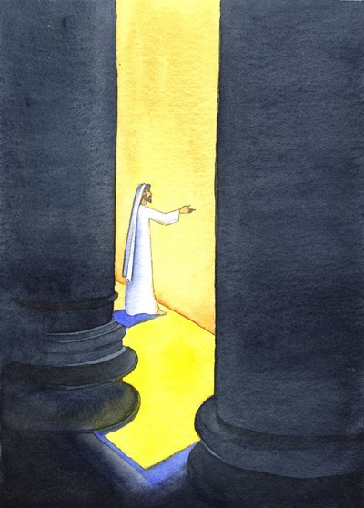 Jezus Christus predikte in de Tempel en de menigten hingen aan Zijn woorden door Elizabeth Wang