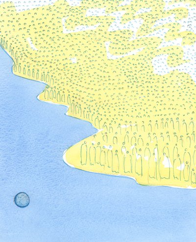 De heiligen zijn verzameld in de hemel alsof ze op een eiland ver boven onze zondige wereld zijn. door Elizabeth Wang