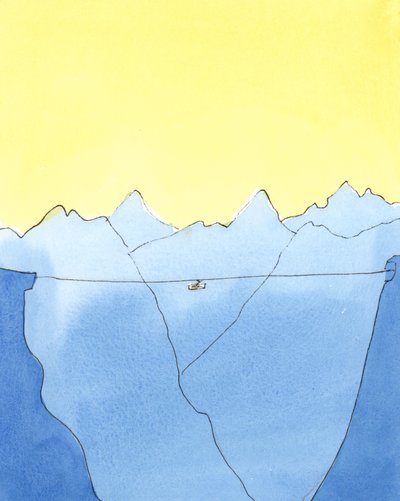 De reis van leven naar dood is als een kabelbaan tussen twee bergen door Elizabeth Wang