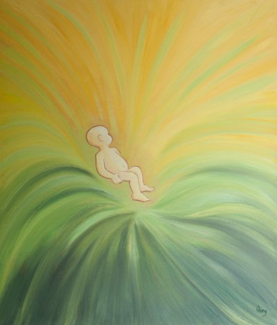 Door de doop wordt het goddelijke leven in het hart van een kind gegoten en verspreidt het zich naar anderen. door Elizabeth Wang