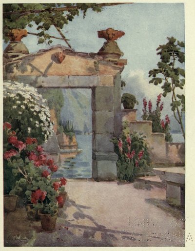 Een deuropening in Varenna, Lago di Como, Illustratie uit 