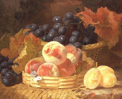 Stilleven met fruit en een vlinder door Eloise Harriet Stannard