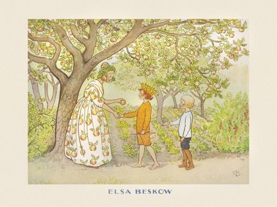 Lasse de Kleine in de tuin door Elsa Beskow