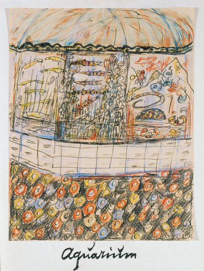 Aquarium (inkt en krijt op papier) door Else Lasker Schuler