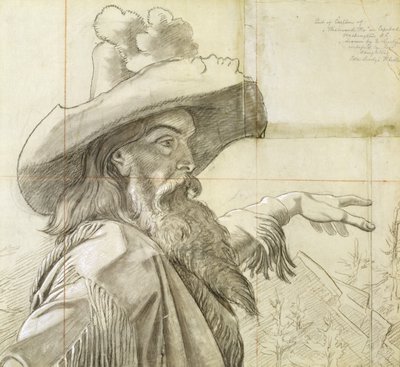 Detail van cartoon voor muurschildering Westward the Course of Empire... door Emanuel Gottlieb Leutze