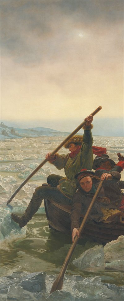 Washington steekt de Delaware-rivier over, 25 december 1776 door Emanuel Gottlieb Leutze