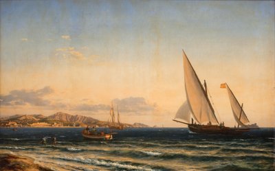 Avond aan de Middellandse Zee. Op de achtergrond Marseille en het eiland If door Emanuel Larsen