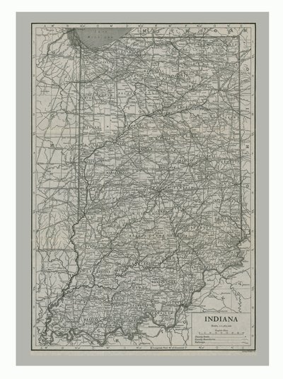 Kaart van Indiana, VS, ca. 1900s door Emery Walker