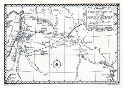 Spoor- en autowegen en pijpleidingen, Syrische woestijn, 1937 door Emery Walker