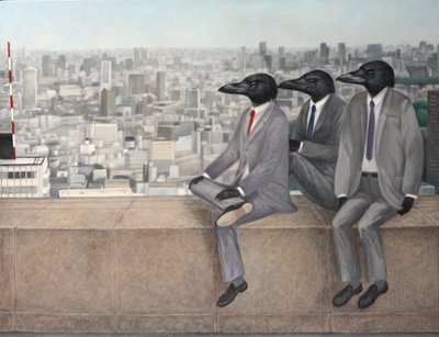 Drie kraaien, 2010 (olieverf op doek) door Emiko Aida