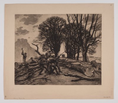 Deens: Bomen worden geveld op de wal door Emil Krause