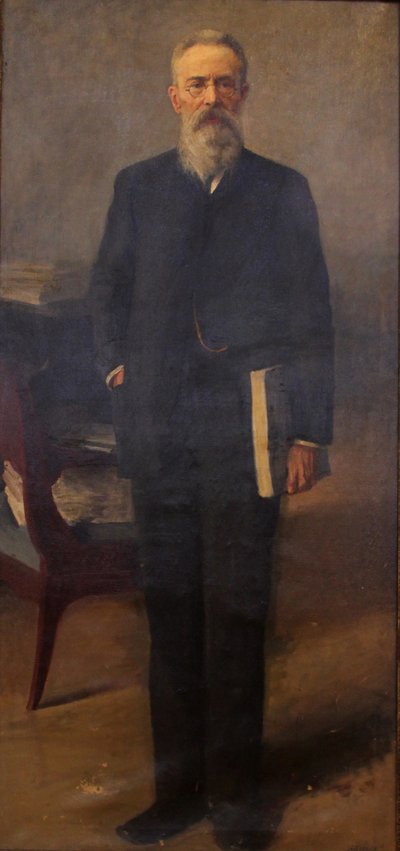 Portret van de componist Nikolai Rimsky-Korsakov 1844-1908, ca. 1900 door Emil Oskarovich Wisel