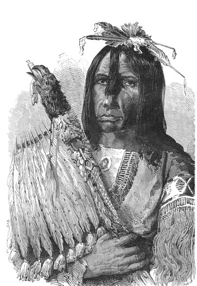 Hoofd van de CREEKS Indianen, uit het zuidoosten van de Verenigde Staten. door Emile Antoine Bayard