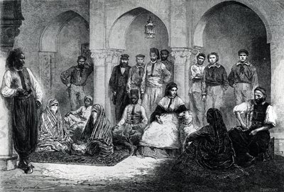 Juffrouw Tinne met haar Huishoudelijk Personeel, Algiers, illustratie uit 