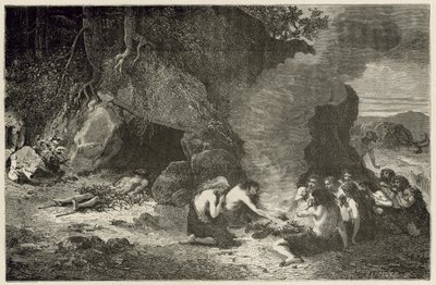 Een begrafenismaal in de tijd van de grote beer en de mammoet door Emile Antoine Bayard