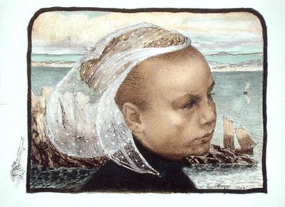 Hoofd van een Bretonse Meisje door Emile Auguste Wery