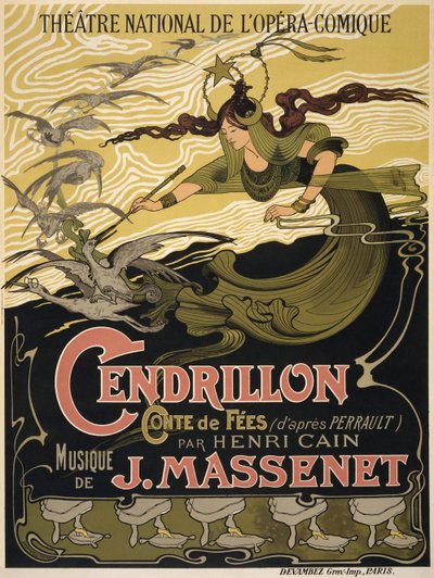 Poster voor de Opera Cendrillon door Jules Massenet door Émile Bertrand