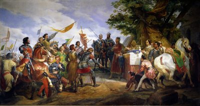 De Slag bij Bouvines, 27 juli 1214, 1827 door Emile Jean Horace Vernet