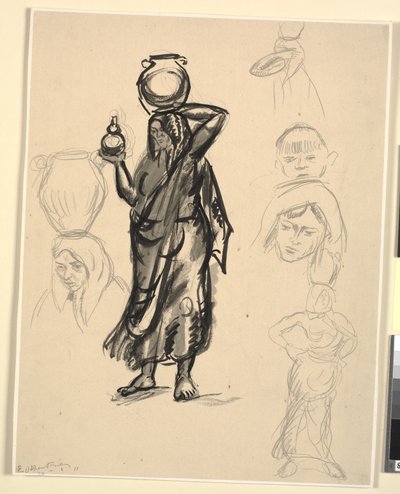 Studie van vrouw die water draagt. Portugal door Emile Othon Friesz