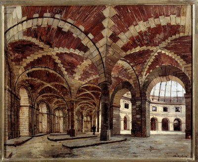 Interieur van de oude graanhal. Schilderij door Emmanuel Lansyer door Emmanuel Lansyer
