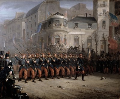 De terugkeer van de troepen naar Parijs vanuit de Krim, Boulevard des Italiens, voor het Hanover Pavilion, december 1855 door Emmanuel Masse