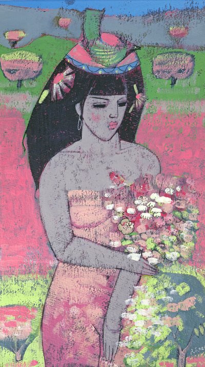 Gekleed als Flora door Endre Roder
