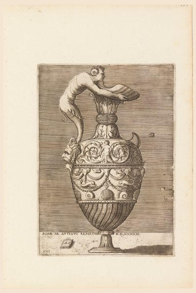 Waterkan met een Sater die een Grote Schelp Vasthoudt (Vico) door Enea Vico