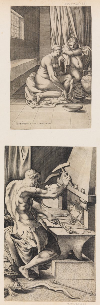 Venus bij haar Toilette, en Vulcanus Werkend aan Zijn Smidse door Enea Vico