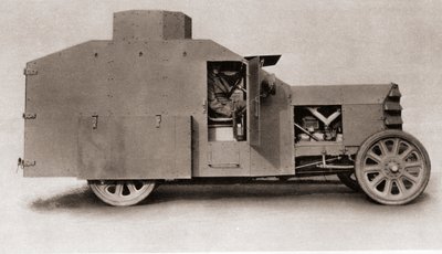 Een Britse pantserwagen tijdens de Eerste Wereldoorlog, uit The Illustrated War News, 1915 door English Photographer