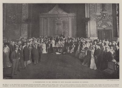 Een presentatie aan de heer Seddon door Nieuw-Zeelandse kolonisten in Londen door English Photographer