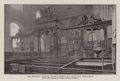 All Hallows Church, Thames Street, EC, verkocht voor sloop door English Photographer