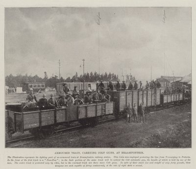 Gepantserde trein, met Colt-geweren, bij Braamfontein door English Photographer