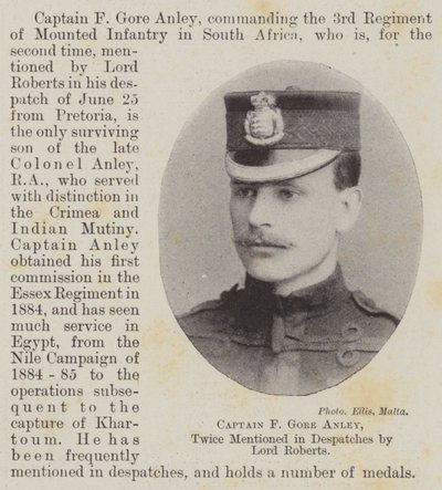 Kapitein F Gore Anley, tweemaal genoemd in rapporten door Lord Roberts door English Photographer