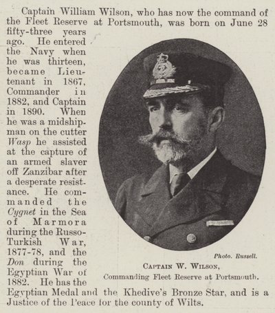 Kapitein W Wilson, commandant van de Vlootreserve in Portsmouth door English Photographer