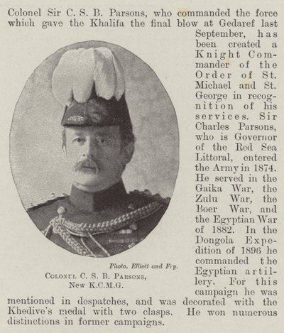 Kolonel C S B Parsons, nieuwe KCMG door English Photographer