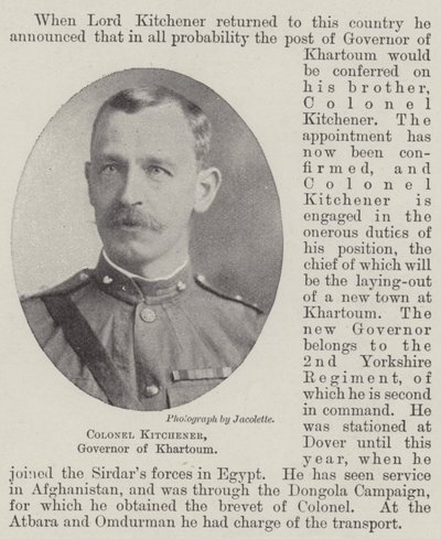 Kolonel Kitchener, gouverneur van Khartoum door English Photographer