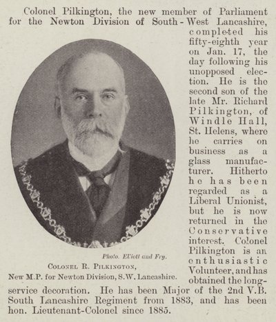 Kolonel R Pilkington, nieuw parlementslid voor Newton Division, SW Lancashire door English Photographer