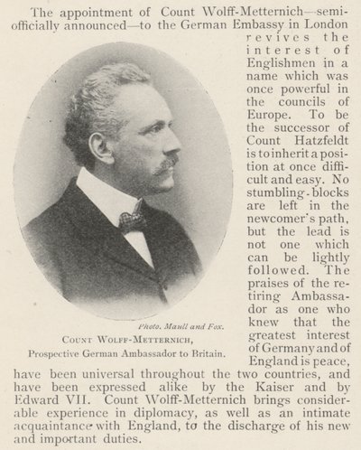 Graaf Wolff-Metternich, Toekomstige Duitse Ambassadeur in Groot-Brittannië door English Photographer