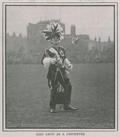 Dan Leno als cricketspeler door English Photographer
